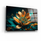 Arte murale in vetro con fiori astratti 