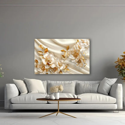 White Flower Glass Wall Art - LUXARTDECO
