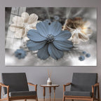 Arte murale in vetro con fiori astratti 