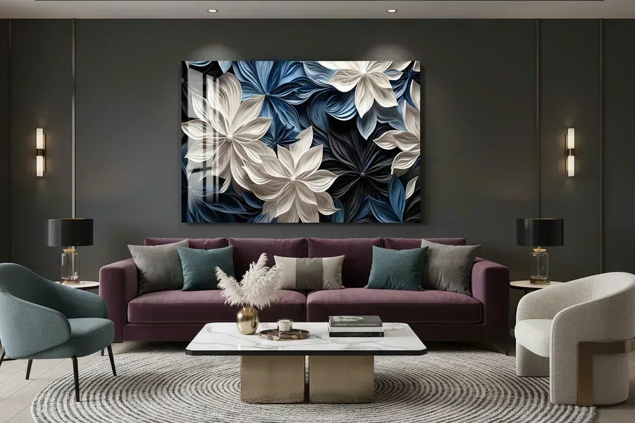 Abstract Flower Glass Wall Art - LUXARTDECO