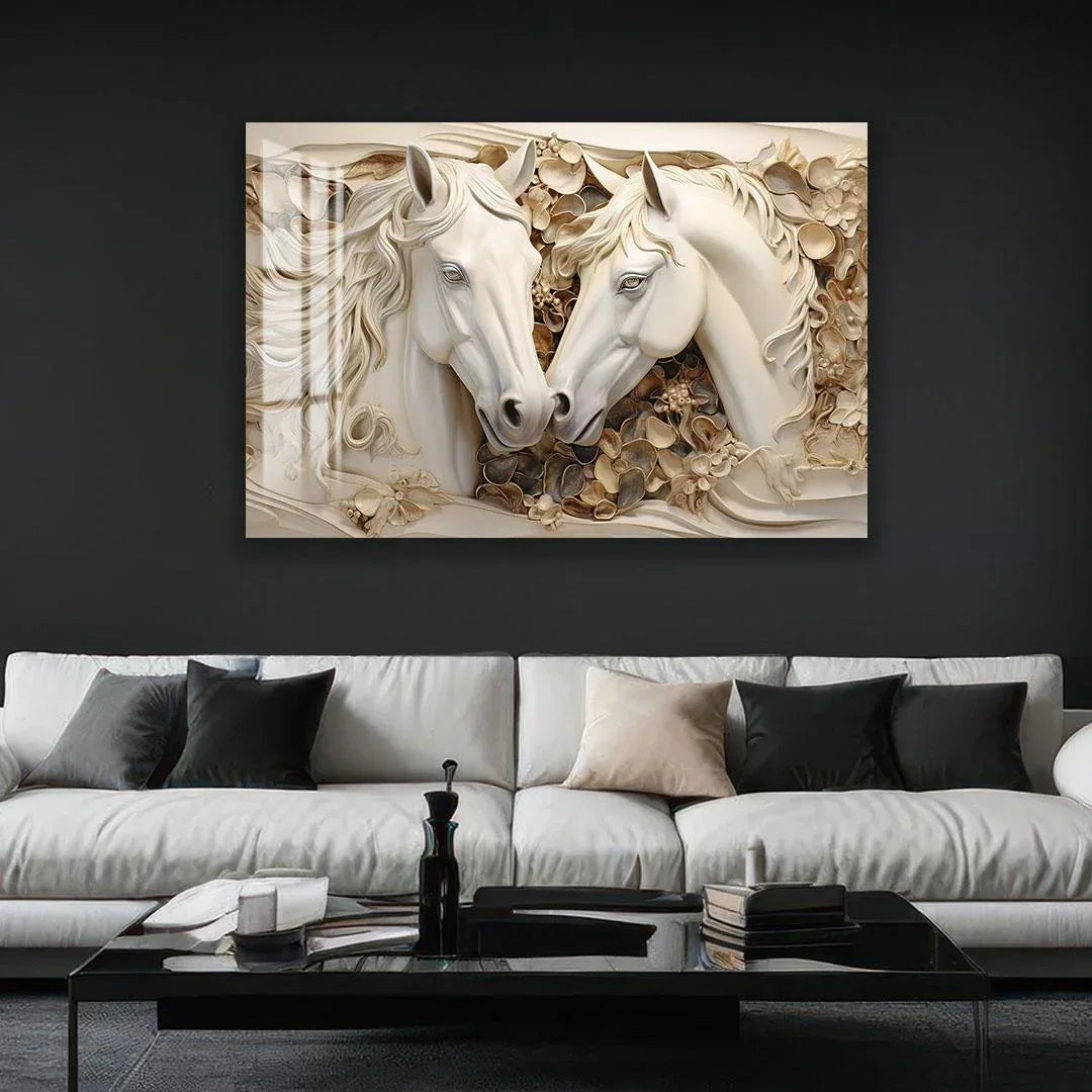 Horses Glass Wall Art - LUXARTDECO