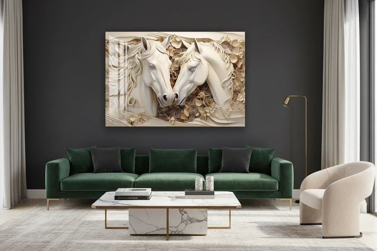 Horses Glass Wall Art - LUXARTDECO