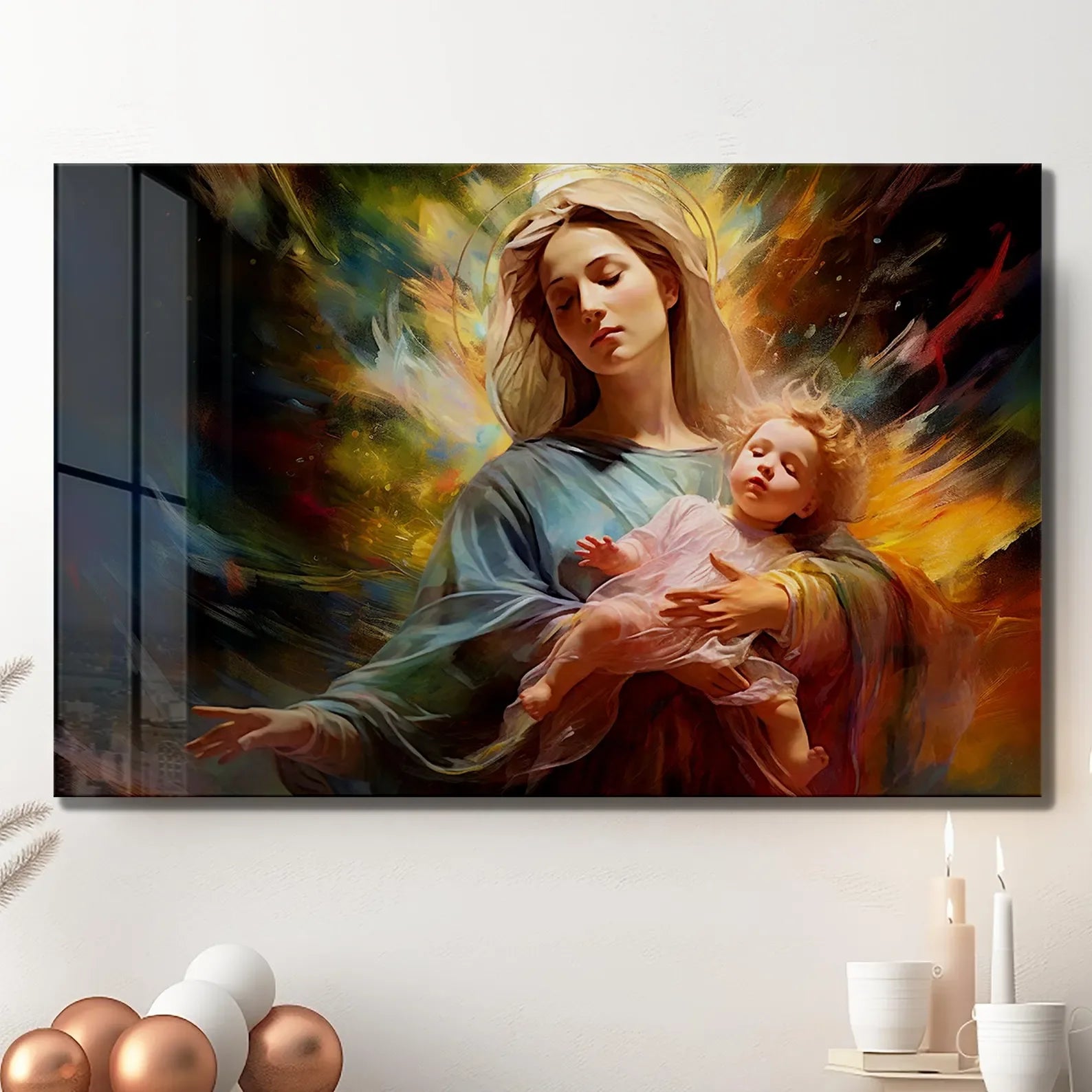 Virgin Mary Glass Wall Art - LUXARTDECO