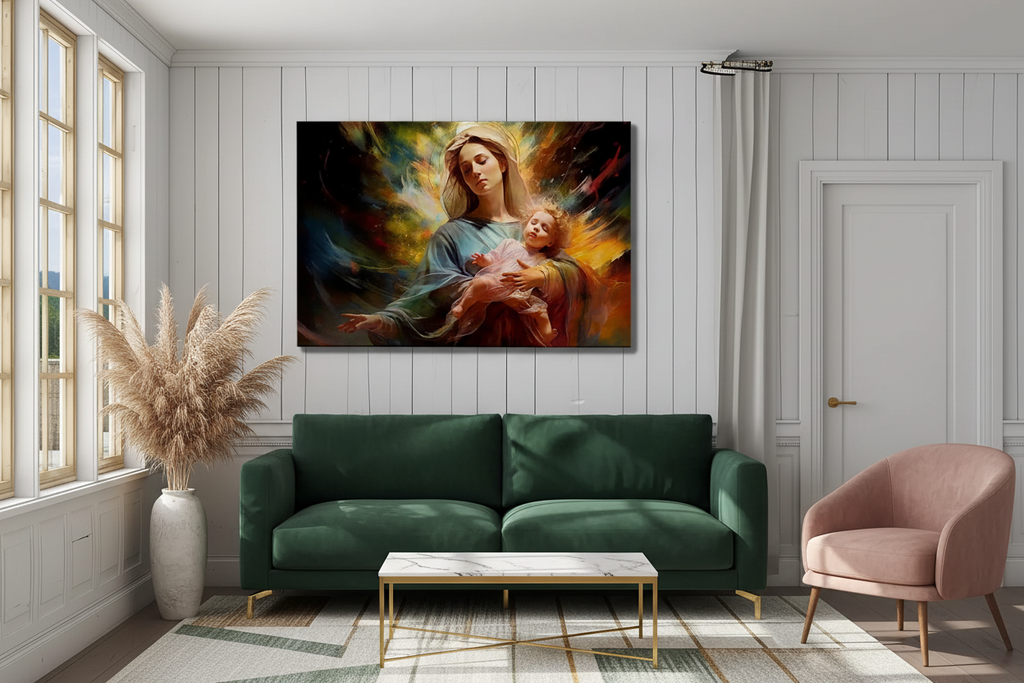 Arte murale in vetro con fiori astratti 