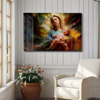 Arte murale in vetro con fiori astratti 