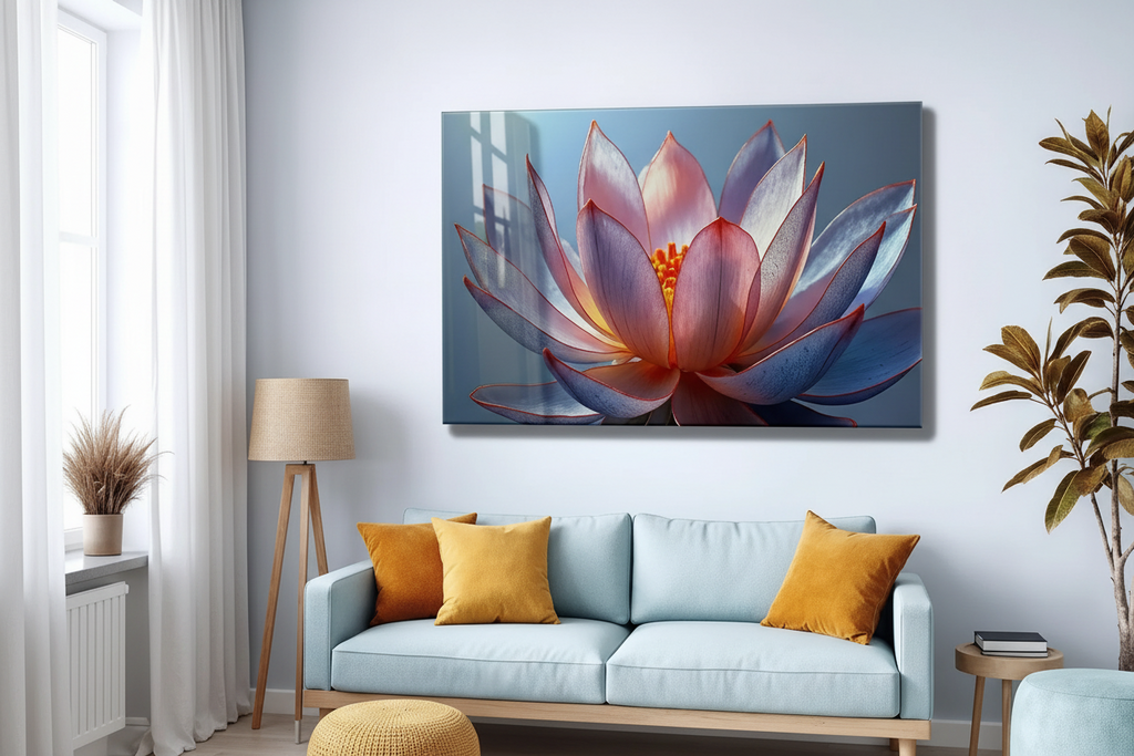 Arte murale in vetro con fiori astratti 