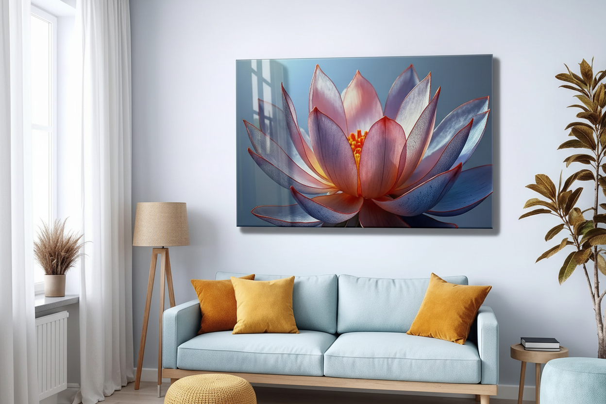 Arte murale in vetro con fiori astratti 