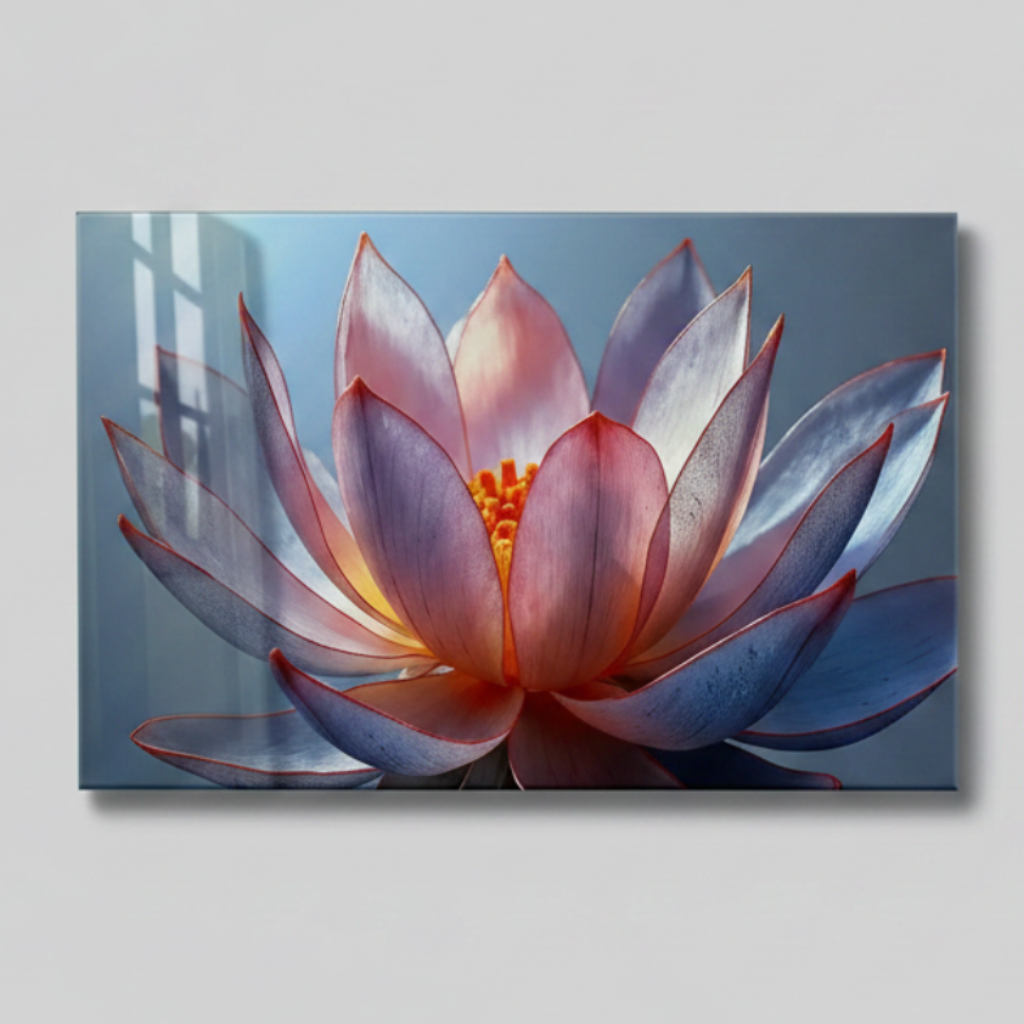 Lotus Fleur Tableau en Verre Trempé