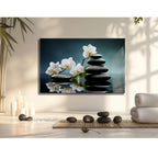 Arte murale in vetro con fiori astratti 