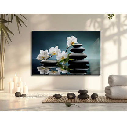White Orchids Glass Wall Art - LUXARTDECO