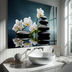 Arte murale in vetro con fiori astratti 