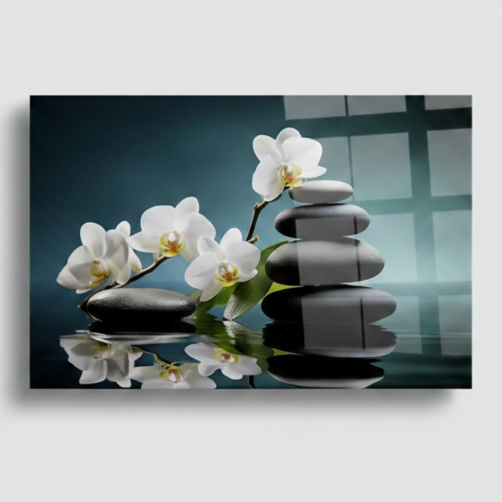 Orchidee Bianche  Quadro in Vetro Temperato