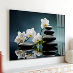 Arte murale in vetro con fiori astratti 