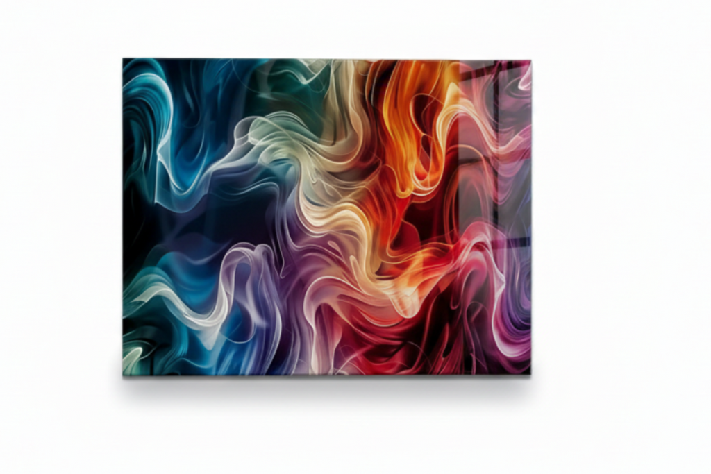 Arte murale in vetro con fiori astratti 