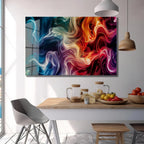 Arte murale in vetro con fiori astratti 