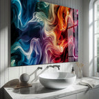 Arte murale in vetro con fiori astratti 