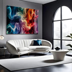 Arte murale in vetro con fiori astratti 