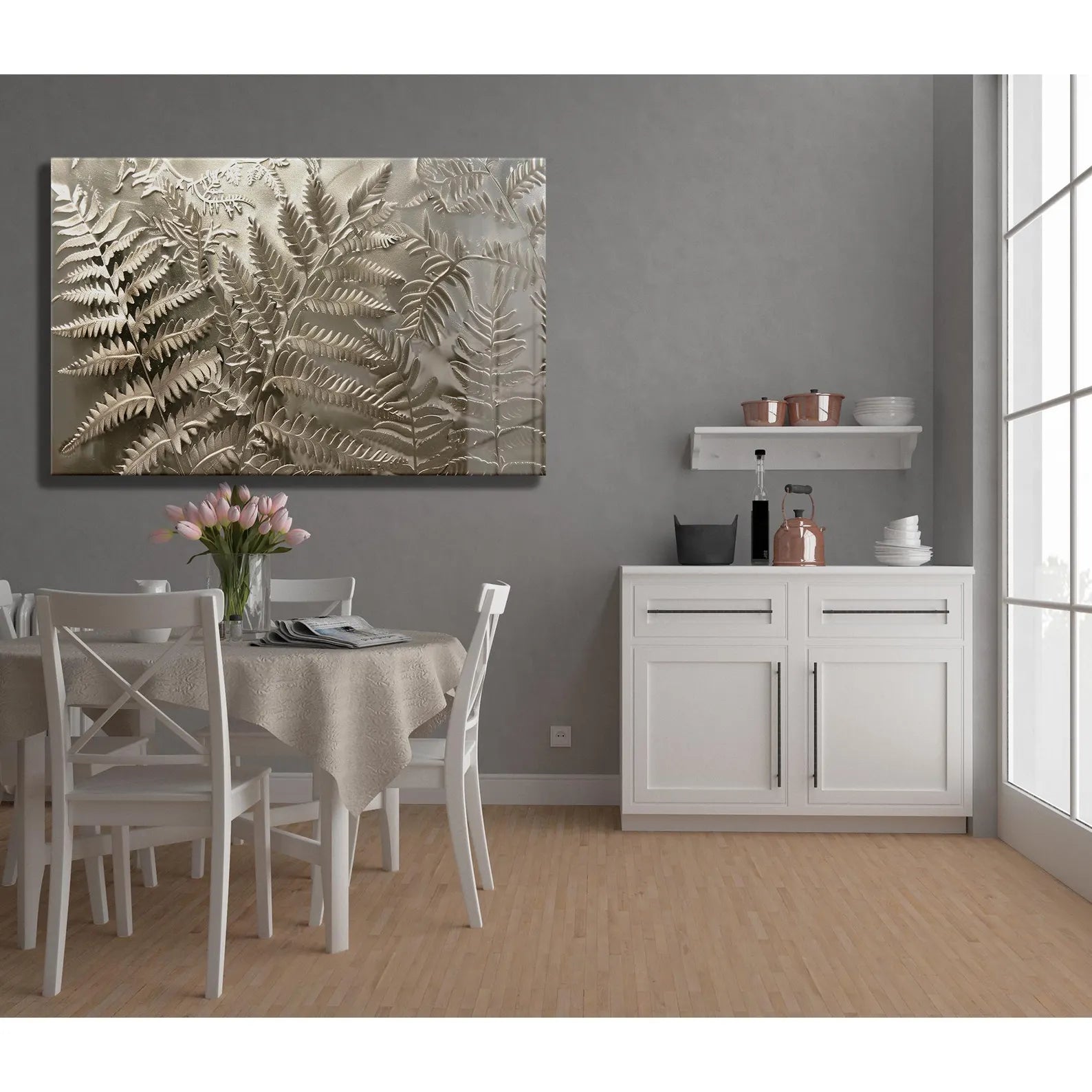 Arte murale in vetro con fiori astratti 