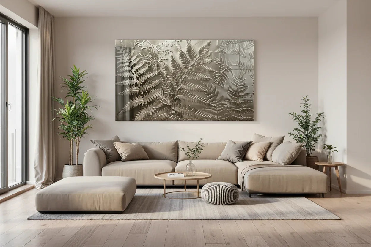 Leafy Plant Glass Wall Art - LUXARTDECO