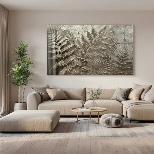 Leafy Plant Glass Wall Art - LUXARTDECO