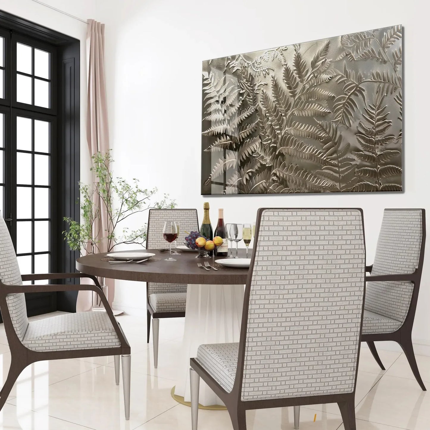 Leafy Plant Glass Wall Art - LUXARTDECO