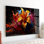 Arte murale in vetro con fiori astratti 