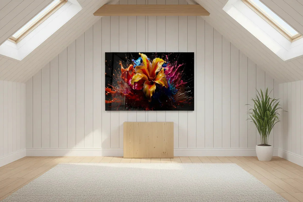 Colorful Flower Glass Wall Art - LUXARTDECO