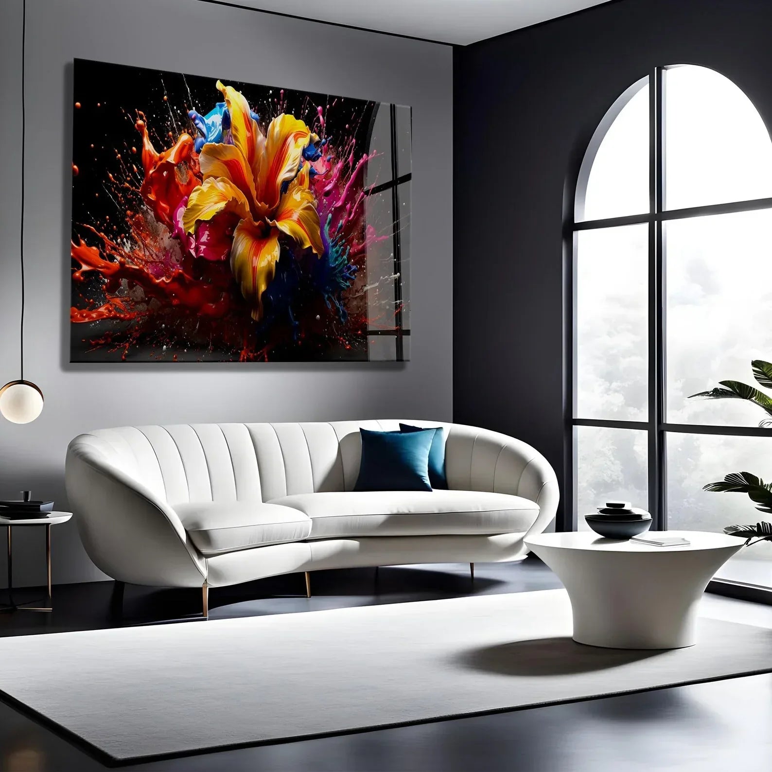 Colorful Flower Glass Wall Art - LUXARTDECO