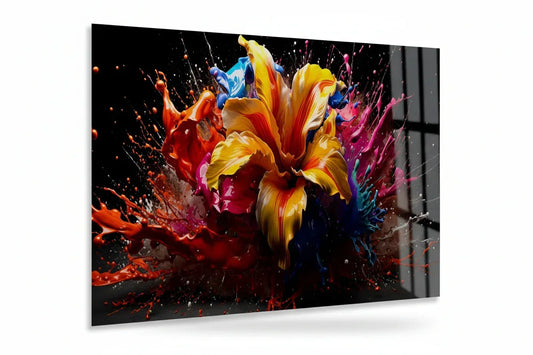 Colorful Flower Glass Wall Art - LUXARTDECO