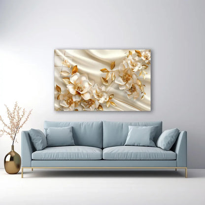 White Flower Glass Wall Art - LUXARTDECO