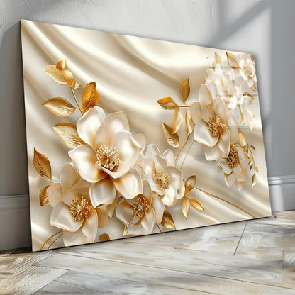 White Flower Glass Wall Art - LUXARTDECO