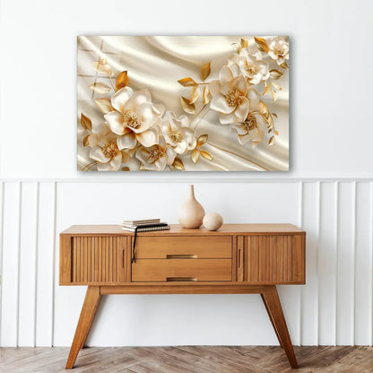 White Flower Glass Wall Art - LUXARTDECO