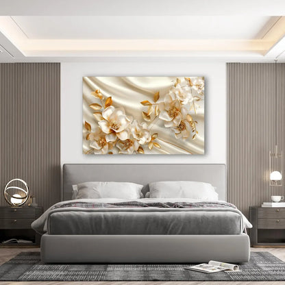 White Flower Glass Wall Art - LUXARTDECO
