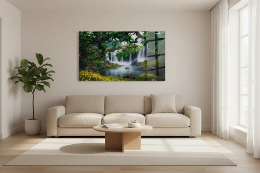 Waterfall Glass Wall Art - LUXARTDECO