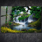 Arte murale in vetro con fiori astratti 