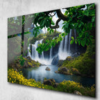 Arte murale in vetro con fiori astratti 