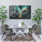 Arte murale in vetro con fiori astratti 