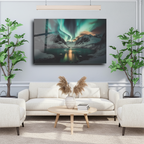 Arte murale in vetro con fiori astratti 