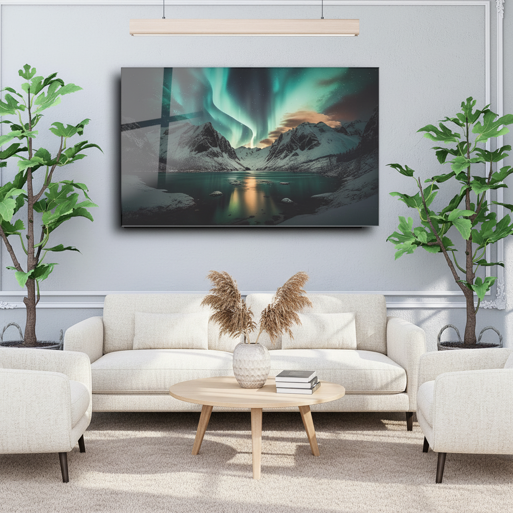 Arte murale in vetro con fiori astratti 