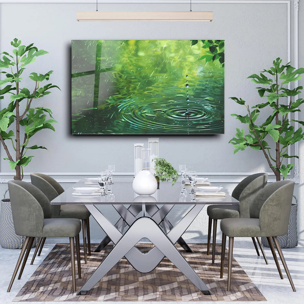 Arte murale in vetro con fiori astratti 