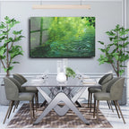 Arte murale in vetro con fiori astratti 