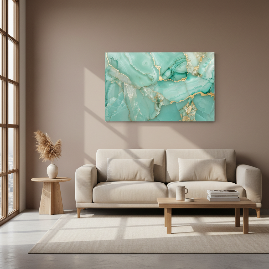 Arte murale in vetro con fiori astratti 