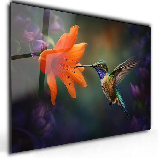 Hummingbird Glass Wall Art - LUXARTDECO