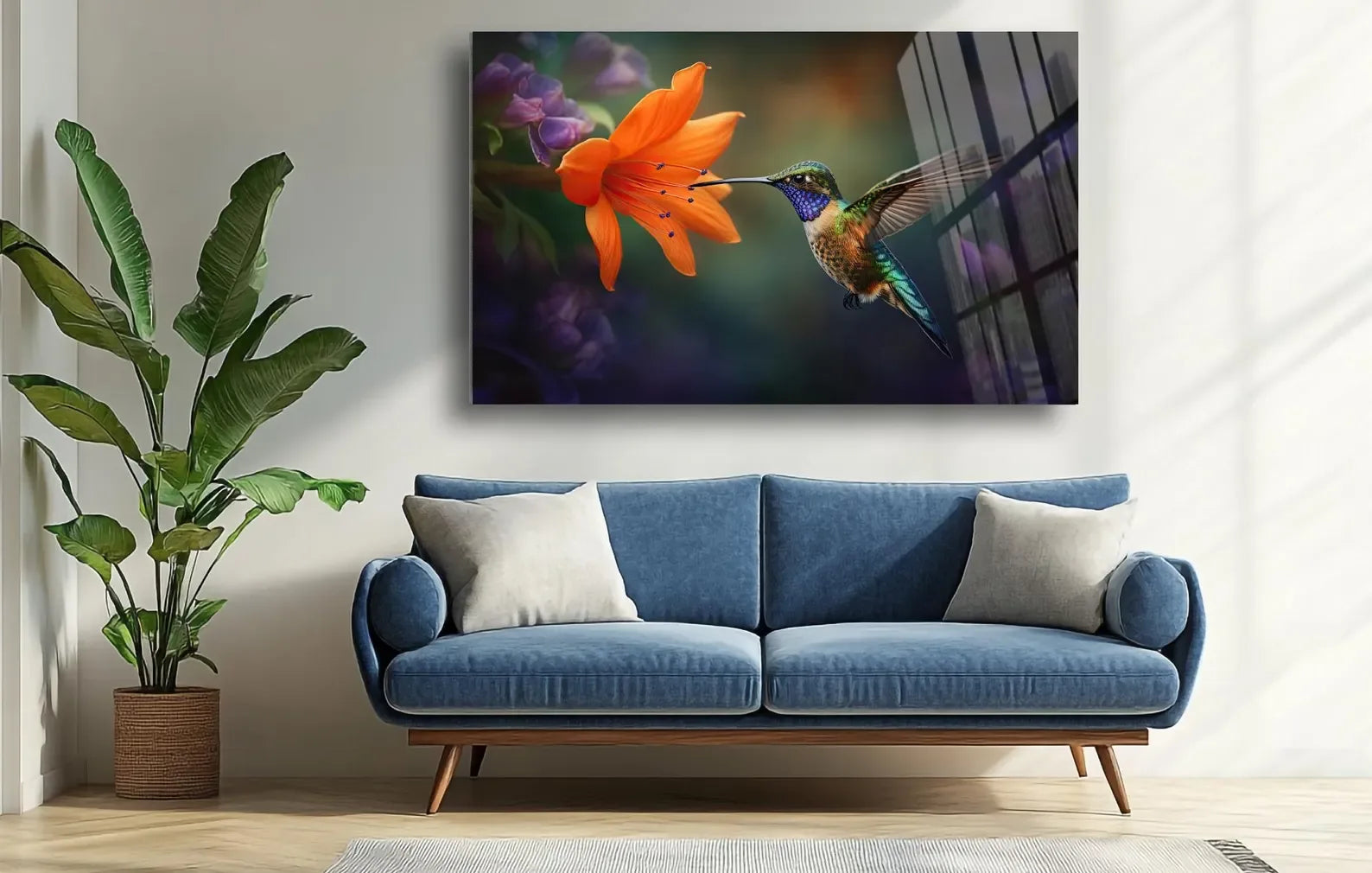 Hummingbird Glass Wall Art - LUXARTDECO