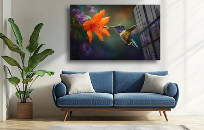 Hummingbird Glass Wall Art - LUXARTDECO