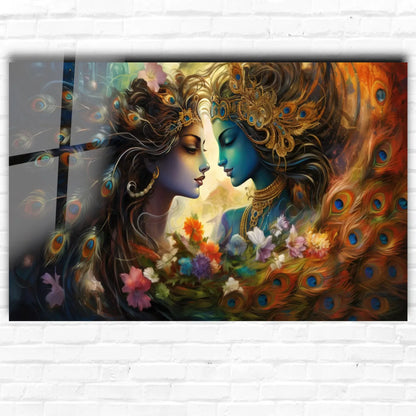 Radha and Krishna Glass Wall Art - LUXARTDECO