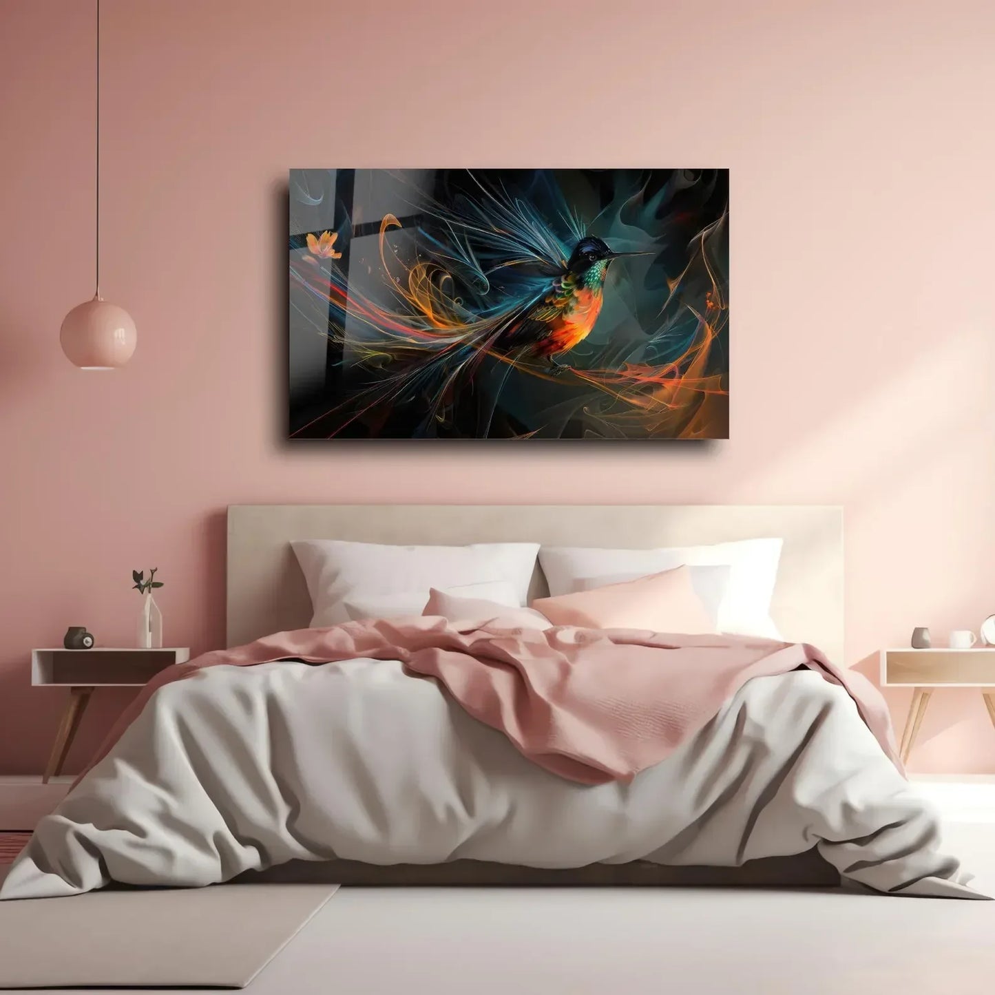 Hummingbird Glass Wall Art - LUXARTDECO
