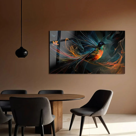 Hummingbird Glass Wall Art - LUXARTDECO