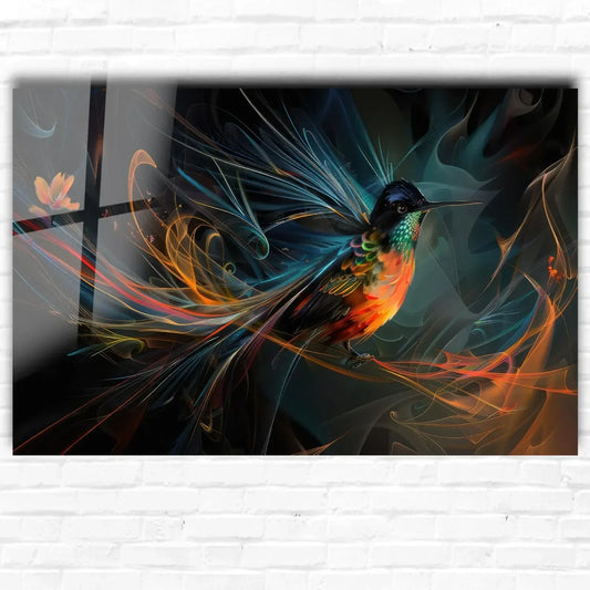 Hummingbird Glass Wall Art - LUXARTDECO