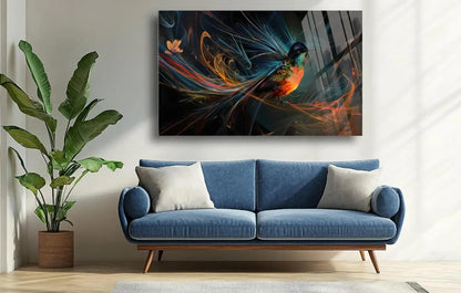 Hummingbird Glass Wall Art - LUXARTDECO